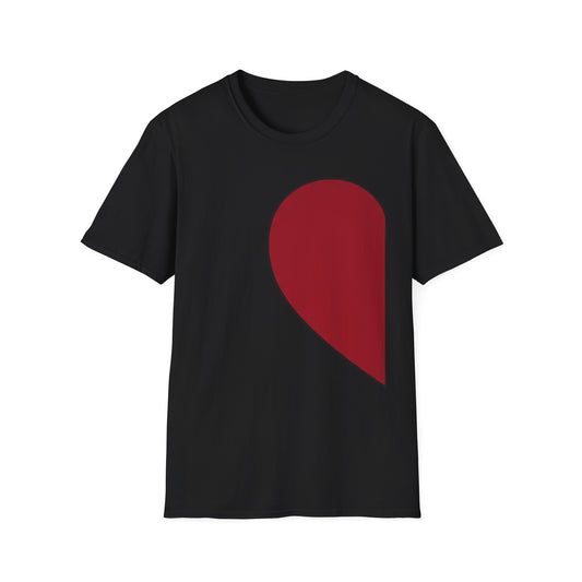 Half Heart Graphic T‑Shirt — Minimal Red Heart Tee