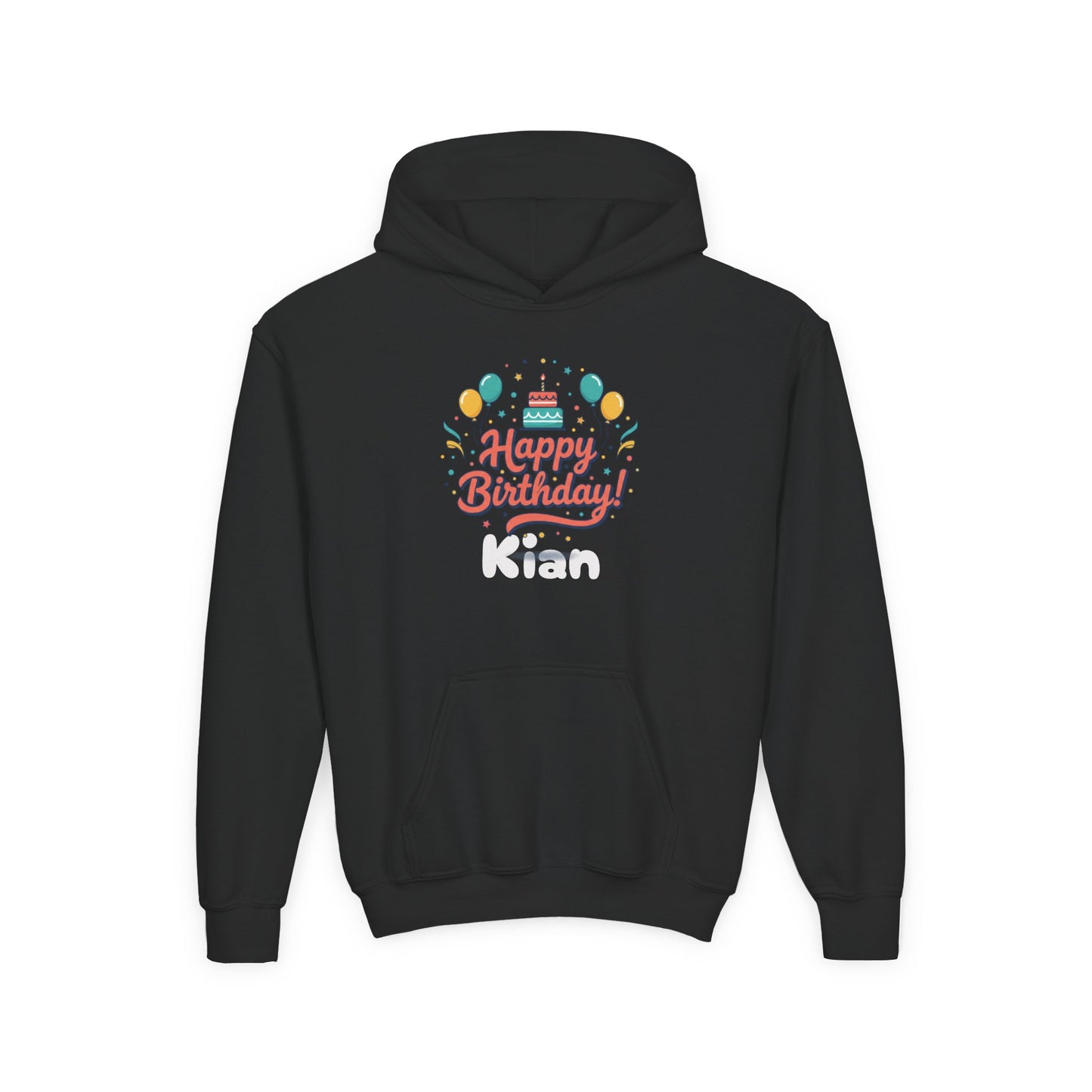 Kids' Birthday Hoodie - "Happy Birthday" Personalized Name Sweatshirt (Kian)