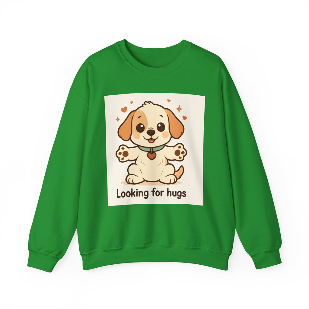 Looking for Hugs Sweatshirt — Cute Puppy Graphic Crewneck