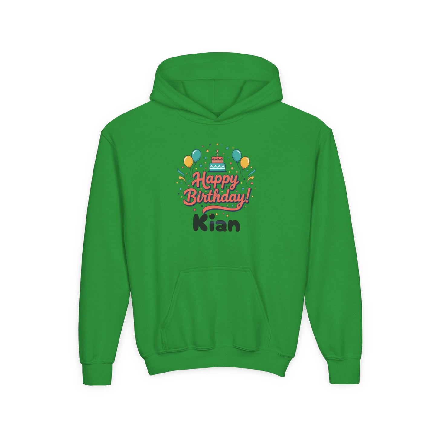 Kids' Birthday Hoodie - "Happy Birthday" Personalized Name Sweatshirt (Kian)