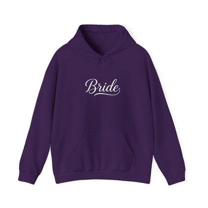 "Bride" White Script Hoodie — Bridal Wedding Party Pullover