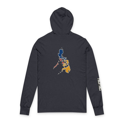 Philippine Flag Heart Hooded Tee — Philippines Map Back Long Sleeve Hooded Shirt