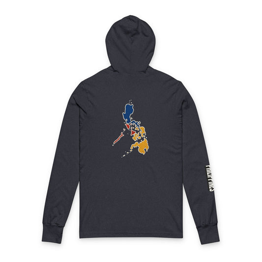 Philippine Flag Heart Hooded Tee — Philippines Map Back Long Sleeve Hooded Shirt