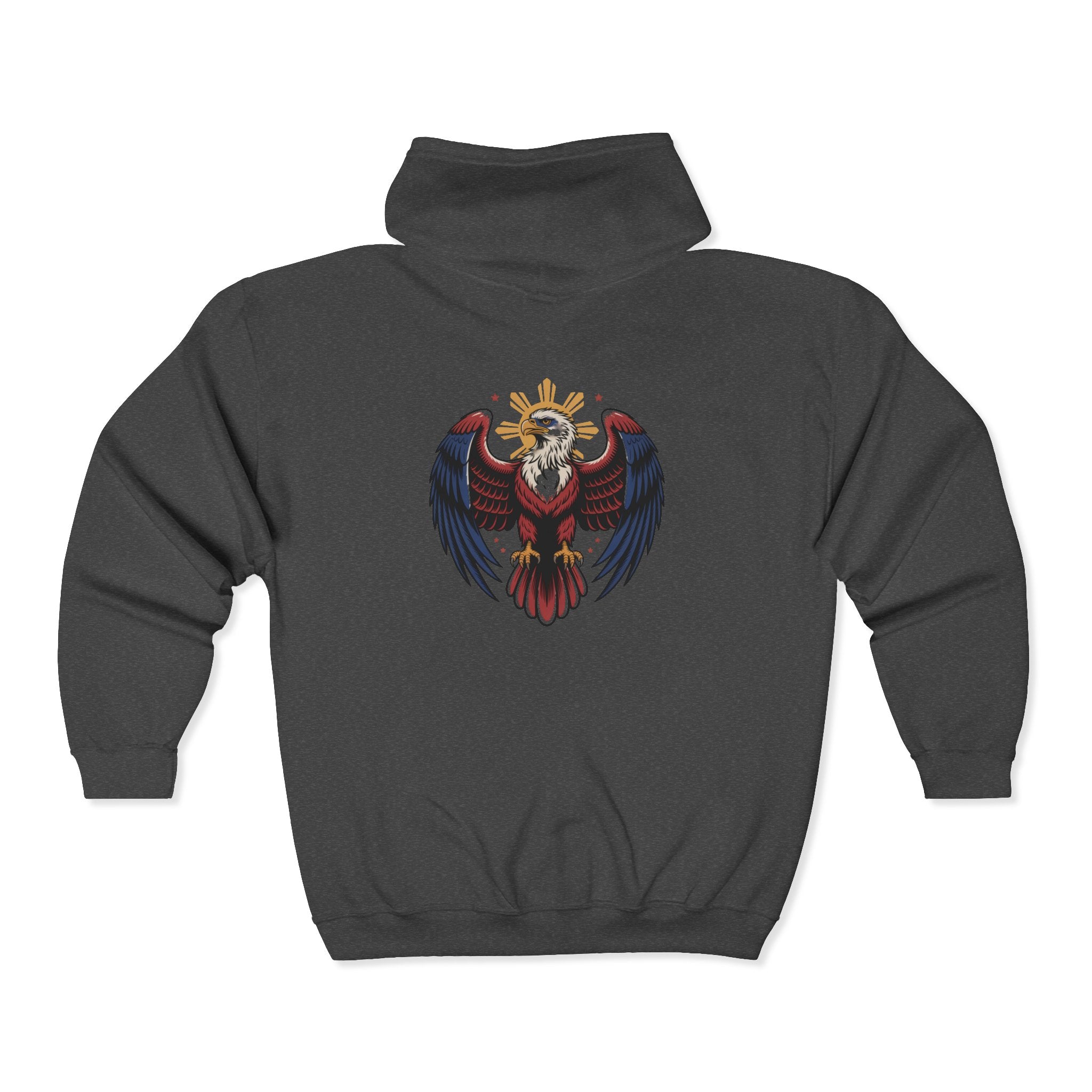 Eagle Crest Zip Hoodie — Crowned Heraldic Eagle Full-Zip Sweatshirt