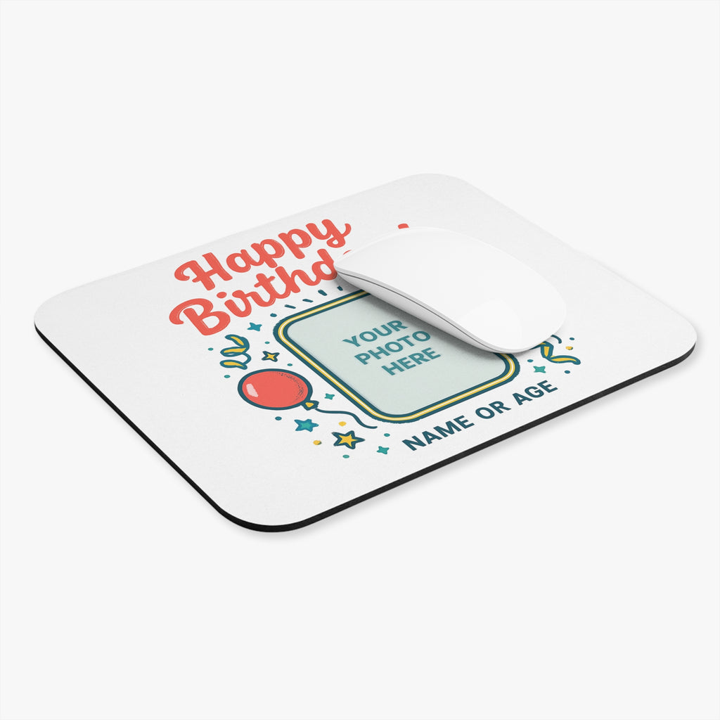 Happy Birthday Custom Photo Mouse Pad — Personalized Name or Age