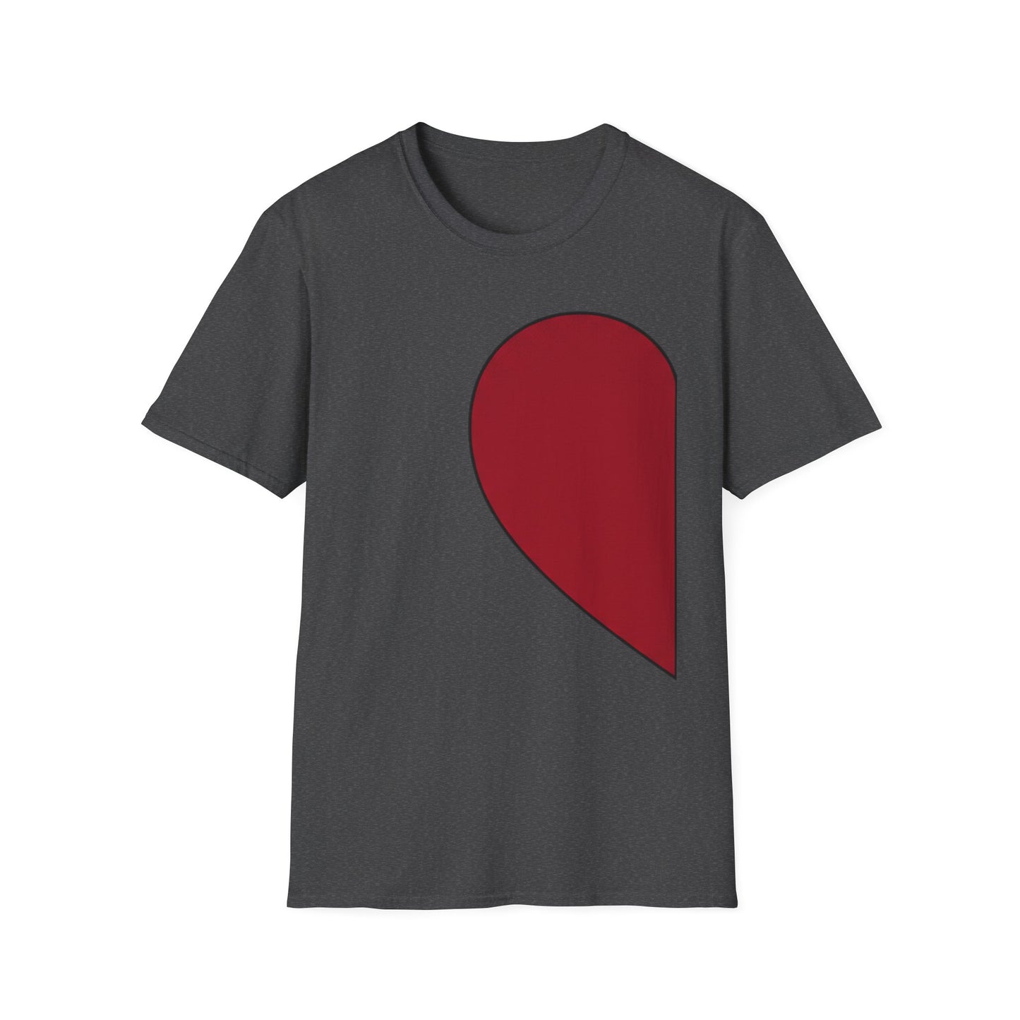 Half Heart Graphic T‑Shirt — Minimal Red Heart Tee