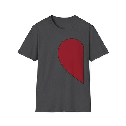Half Heart Graphic T‑Shirt — Minimal Red Heart Tee