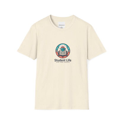 Student Life T-Shirt — Campus Book & Sunrise Design