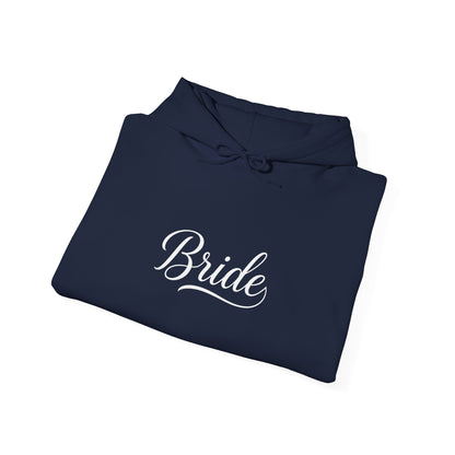 "Bride" White Script Hoodie — Bridal Wedding Party Pullover