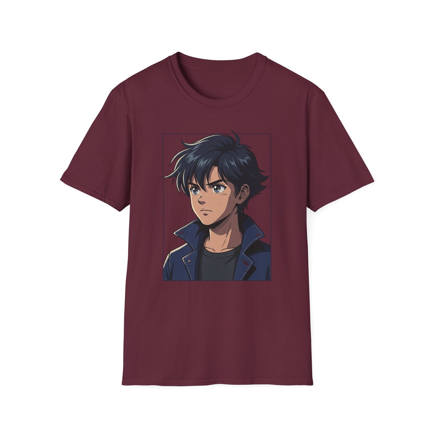 Anime Boy Portrait T‑Shirt — Retro "90's" Back Print