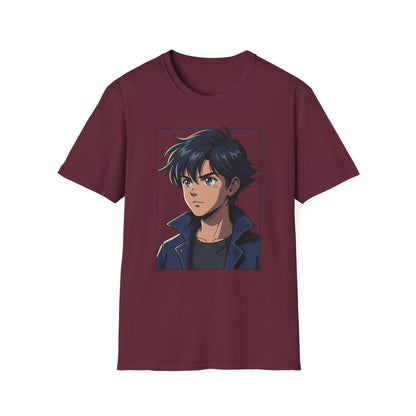 Anime Boy Portrait T‑Shirt — Retro "90's" Back Print