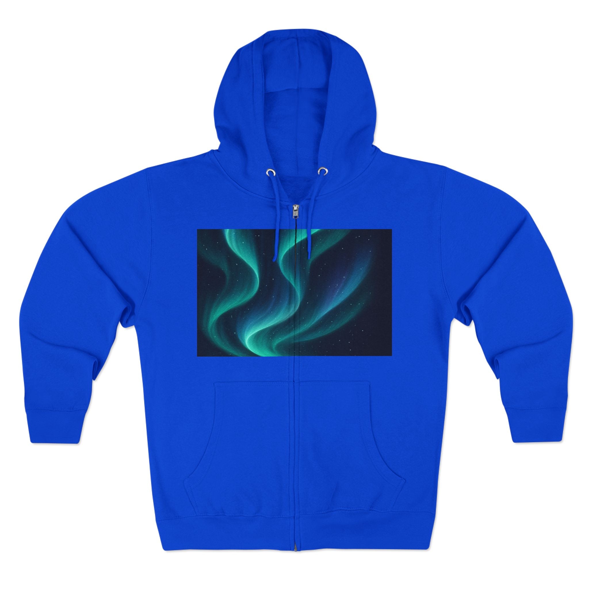 Aurora Wave Zip Hoodie — Northern Lights Abstract Graphic Hoodie