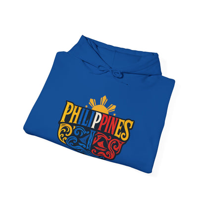 Philippines Retro Surf Hoodie – Vintage Flag Sun & Waves Pullover