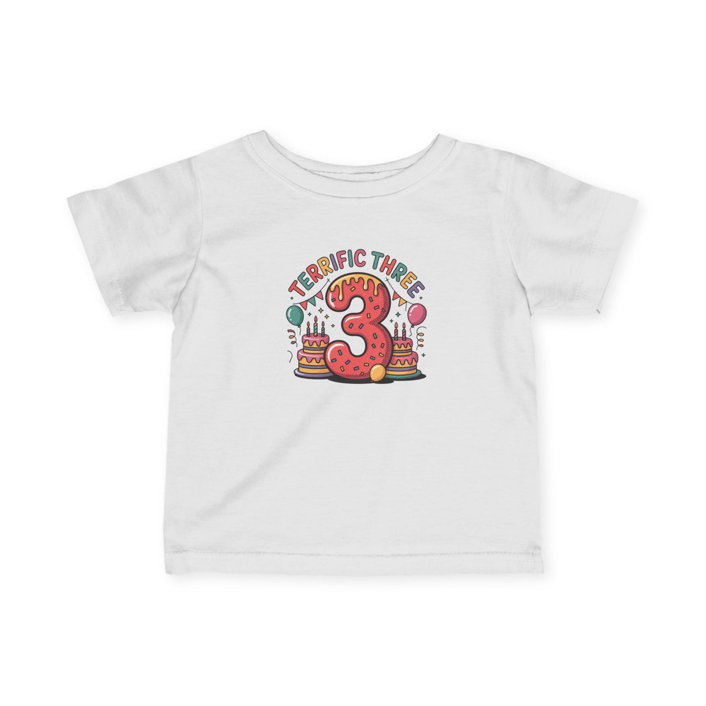 Terrific Three Birthday Tee for Infants