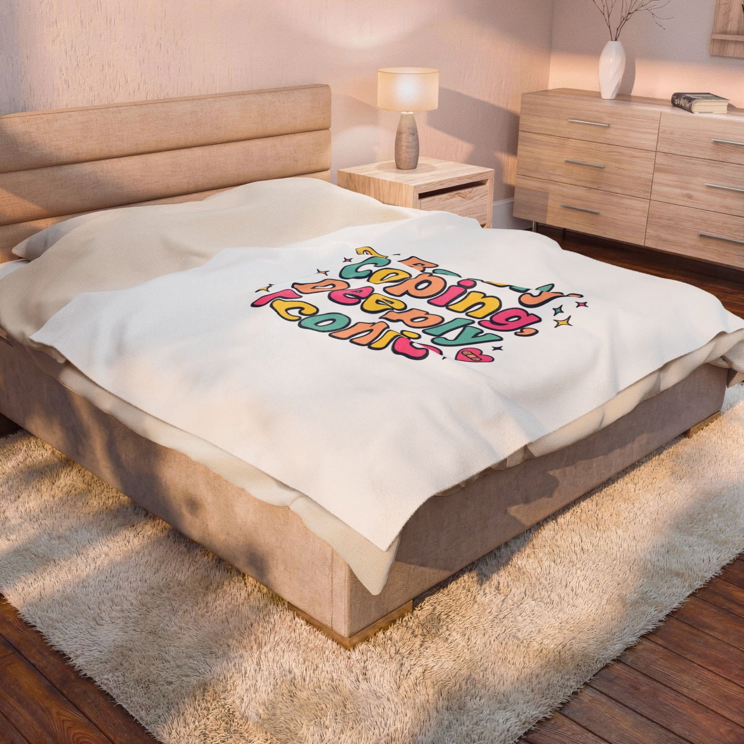 Barely Coping, Deeply Iconic Blanket | mental health humor, wellness sarcasm