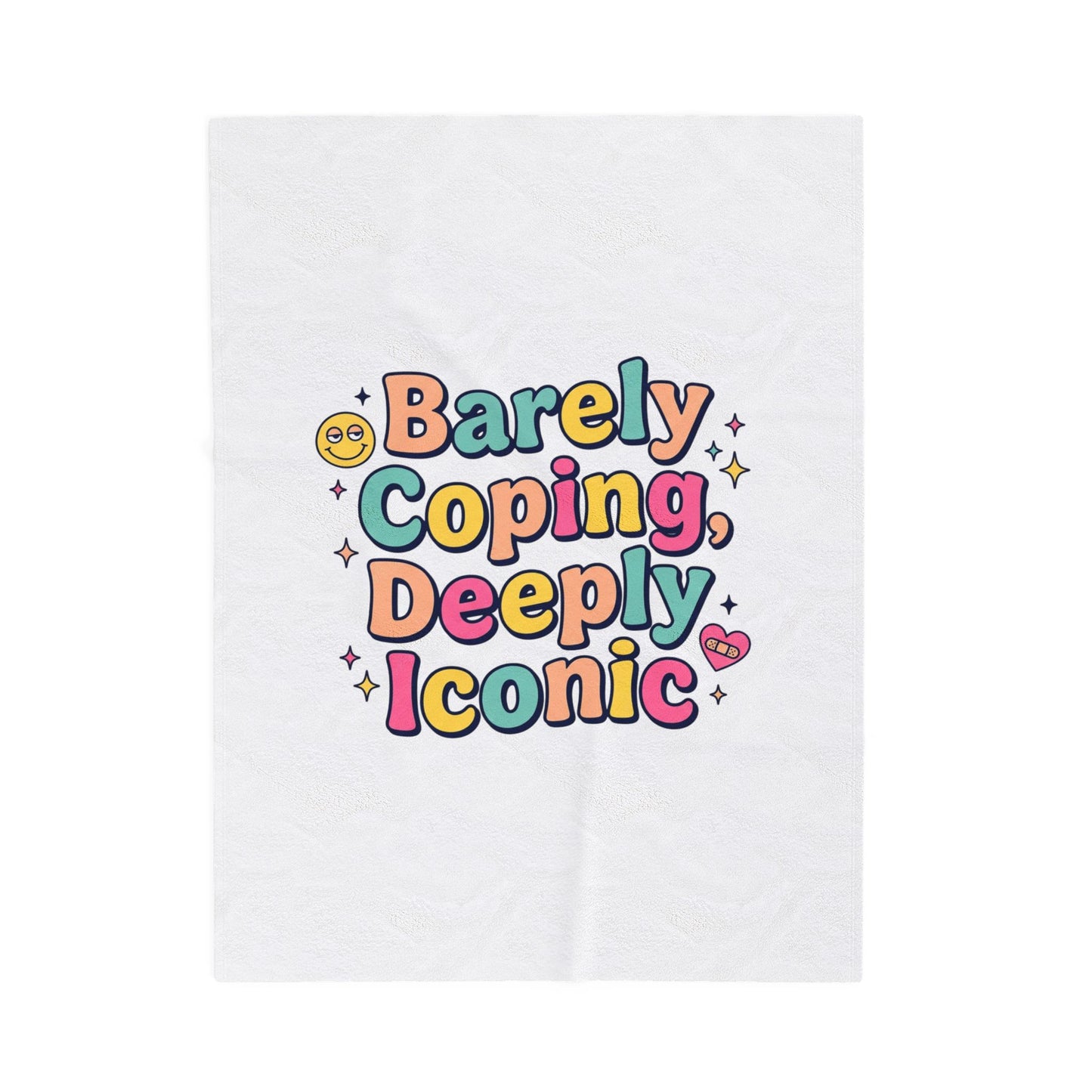 Barely Coping, Deeply Iconic Blanket | mental health humor, wellness sarcasm