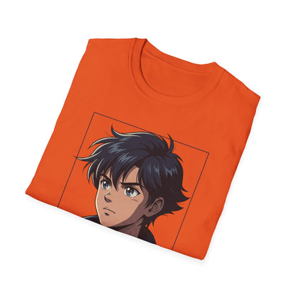 Anime Boy Portrait T‑Shirt — Retro "90's" Back Print
