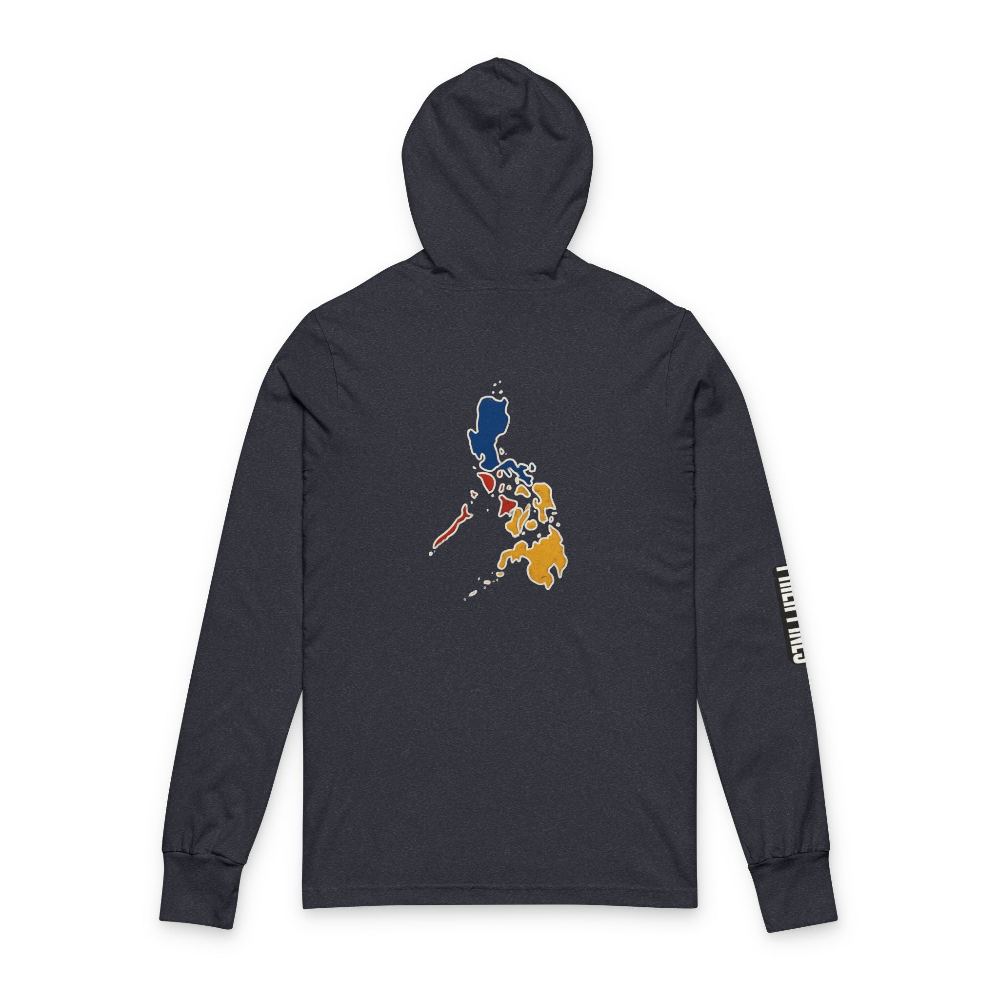 Philippine Flag Heart Hooded Tee — Philippines Map Back Long Sleeve Hooded Shirt