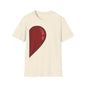 Half- Heart Half-Design T-Shirt — Minimal Red Heart Graphic Tee