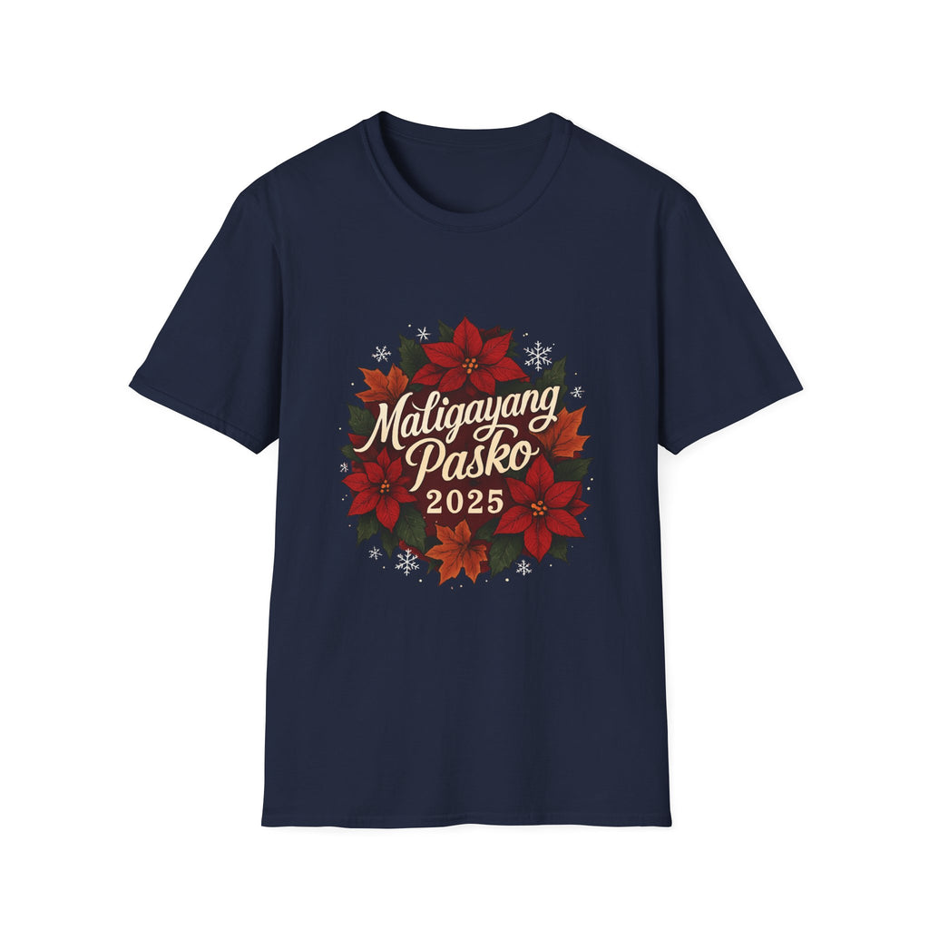 Maligayang Pasko 2025 T-Shirt — Filipino Christmas Poinsettia Holiday Tee