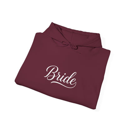"Bride" White Script Hoodie — Bridal Wedding Party Pullover