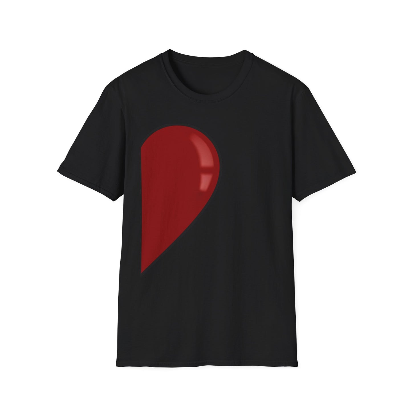 Half- Heart Half-Design T-Shirt — Minimal Red Heart Graphic Tee