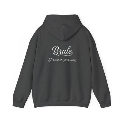 "Bride" White Script Hoodie — Bridal Wedding Party Pullover