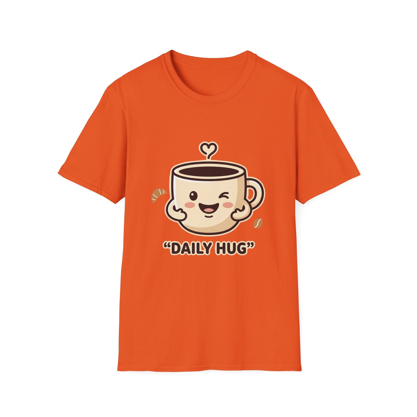 Coffee Cup T-Shirt — "Daily Hug" Cute Kawaii Coffee Tee