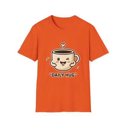 Coffee Cup T-Shirt — "Daily Hug" Cute Kawaii Coffee Tee