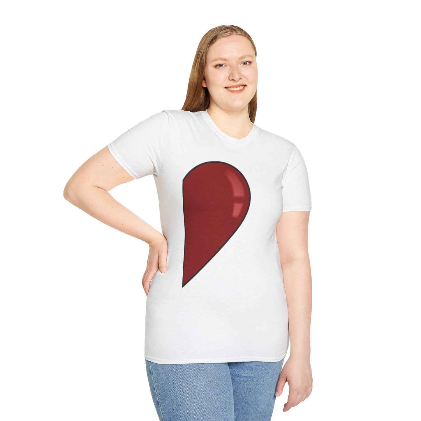 Half- Heart Half-Design T-Shirt — Minimal Red Heart Graphic Tee