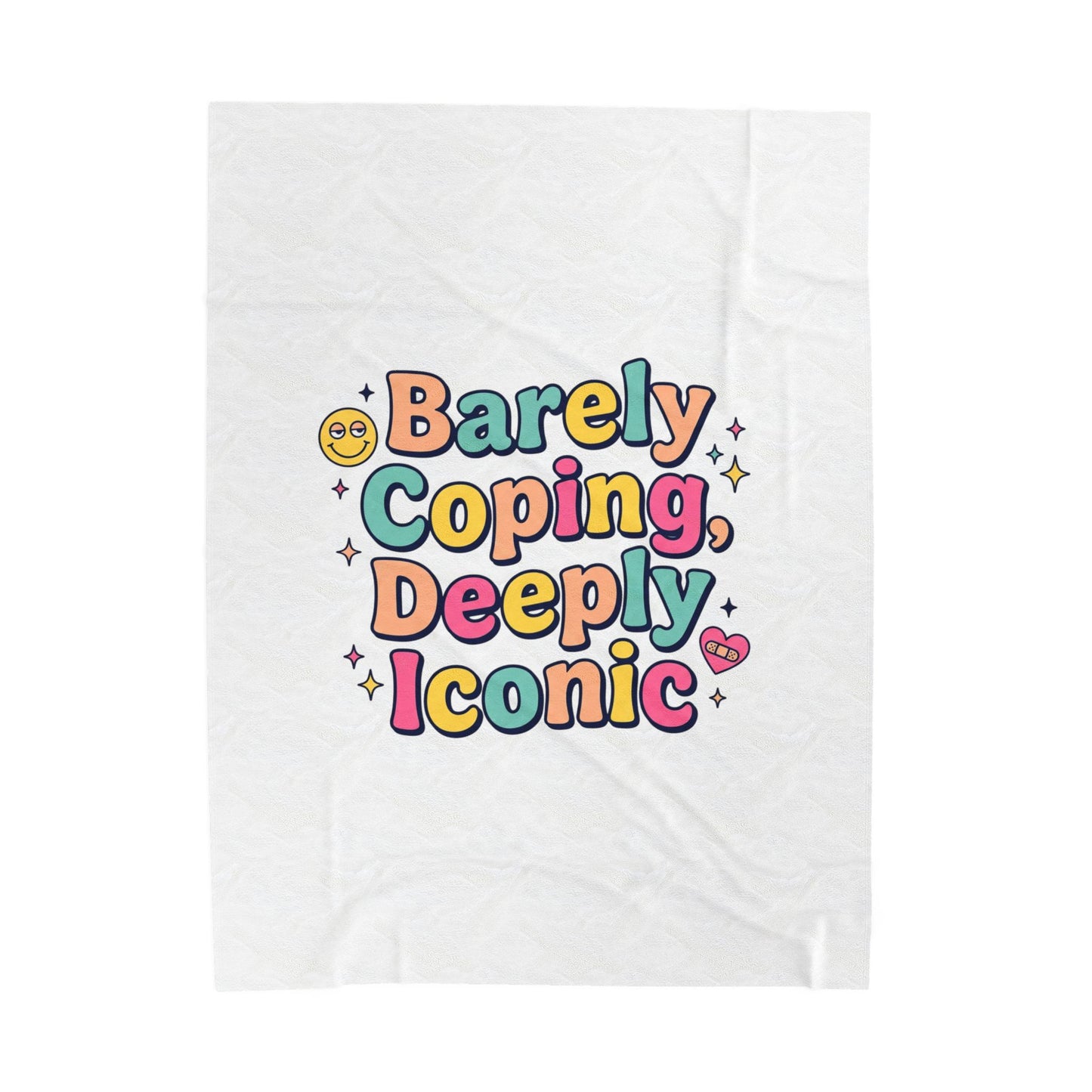 Barely Coping, Deeply Iconic Blanket | mental health humor, wellness sarcasm