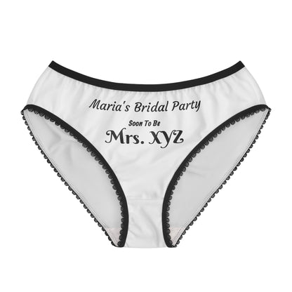 Personalizable Bridal Party 'Soon To Be Mrs. XYZ' Women's Briefs