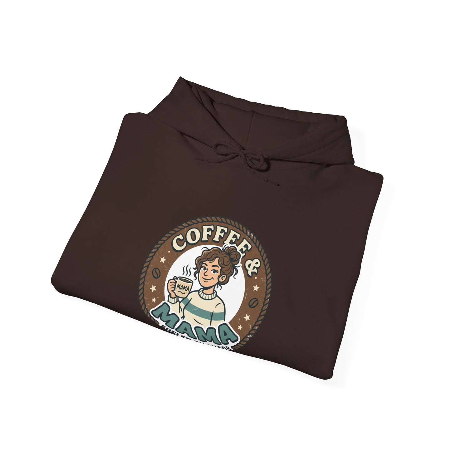 Coffee Mama Hoodie - Cute Retro Coffee Lover Pullover ("Coffee Mama - Fueled by Caffeine")