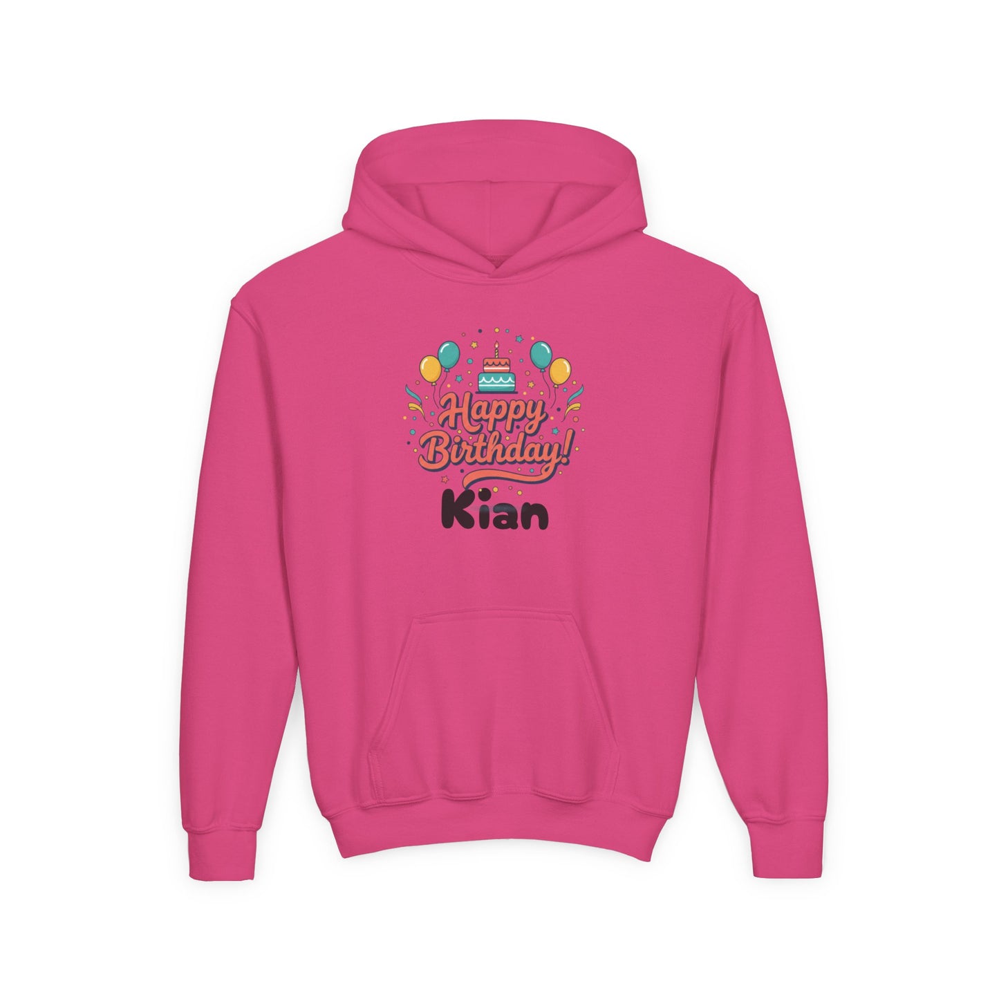 Kids' Birthday Hoodie - "Happy Birthday" Personalized Name Sweatshirt (Kian)