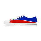 Low Top Sneakers — Retro Red & Blue Casual Canvas Shoes for Women