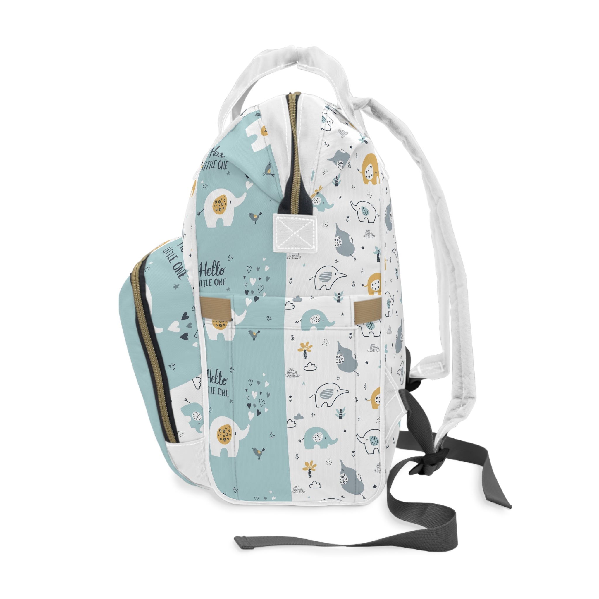 Personalized Baby Diaper Backpack – Cute Elephant Print, 'Baby Name Here'