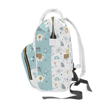 Personalized Baby Diaper Backpack – Cute Elephant Print, 'Baby Name Here'