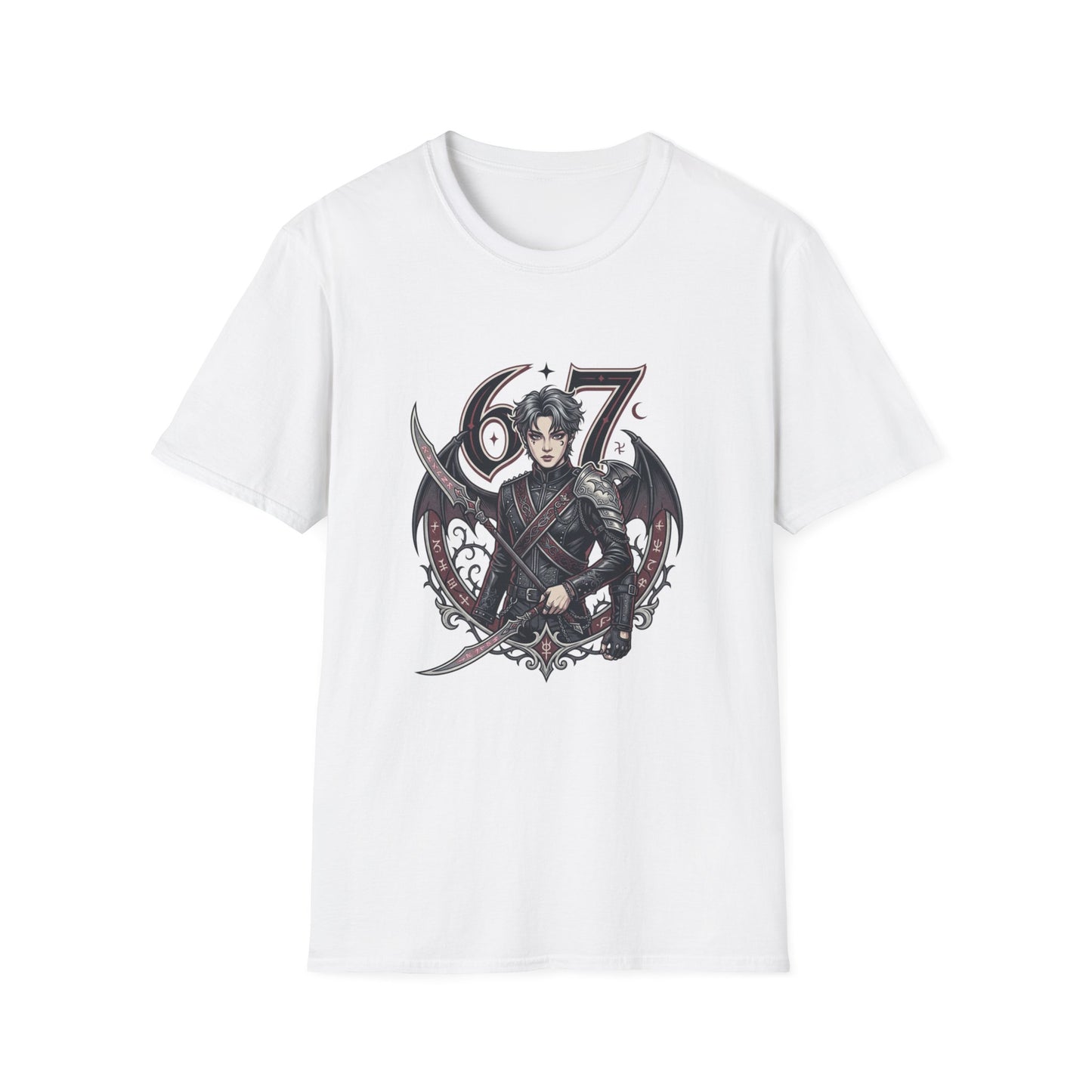 Gothic Demon Hunter T-Shirt — Knight with Wings Illustration