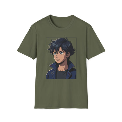 Anime Boy Portrait T‑Shirt — Retro "90's" Back Print