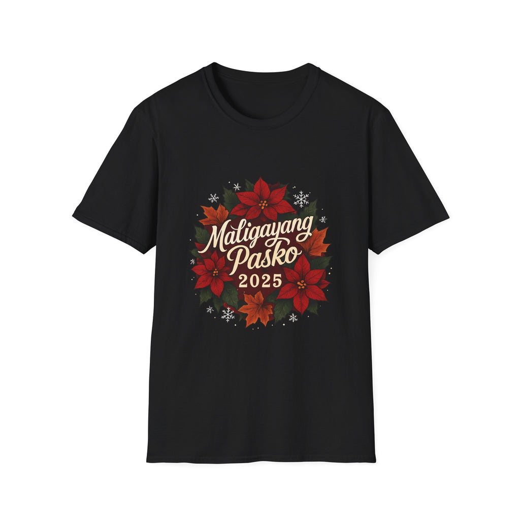 Maligayang Pasko 2025 T-Shirt — Filipino Christmas Poinsettia Holiday Tee