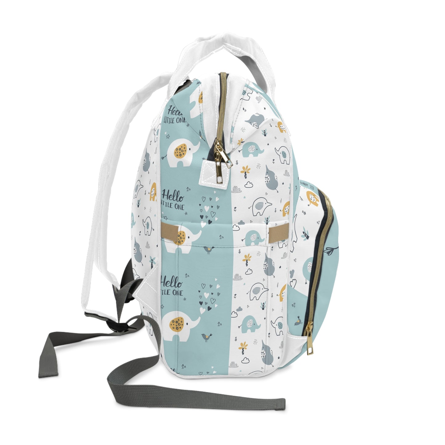 Personalized Baby Diaper Backpack – Cute Elephant Print, 'Baby Name Here'