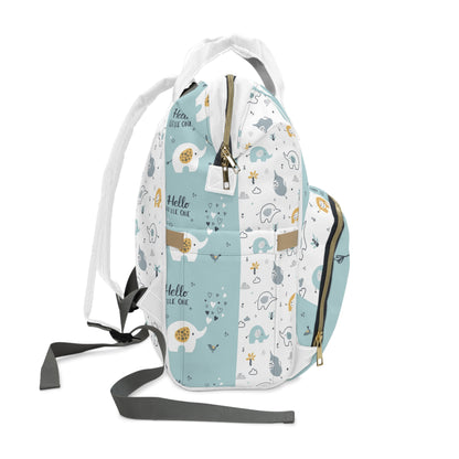 Personalized Baby Diaper Backpack – Cute Elephant Print, 'Baby Name Here'