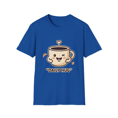 Coffee Cup T-Shirt — "Daily Hug" Cute Kawaii Coffee Tee
