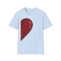 Half- Heart Half-Design T-Shirt — Minimal Red Heart Graphic Tee