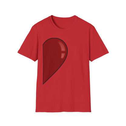 Half- Heart Half-Design T-Shirt — Minimal Red Heart Graphic Tee