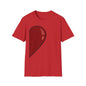 Half- Heart Half-Design T-Shirt — Minimal Red Heart Graphic Tee