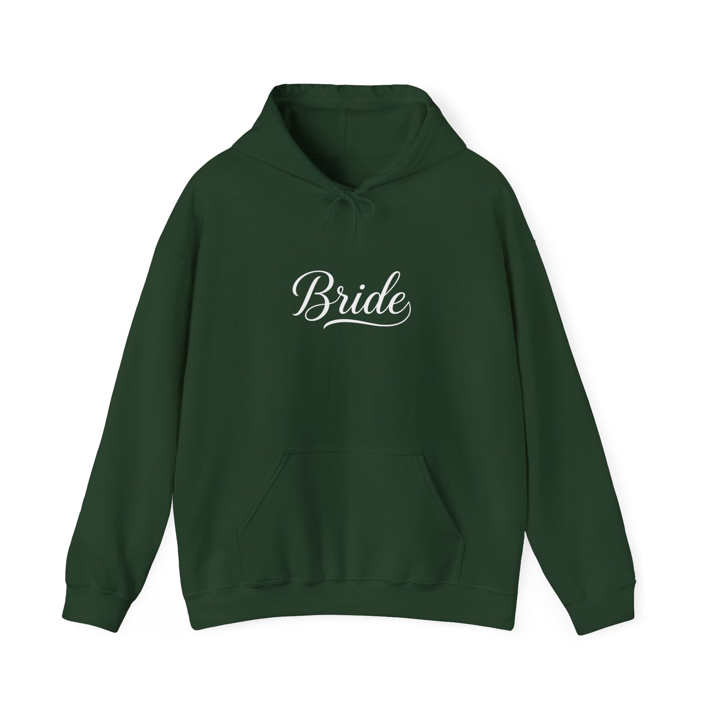 "Bride" White Script Hoodie — Bridal Wedding Party Pullover