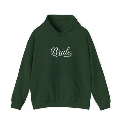 "Bride" White Script Hoodie — Bridal Wedding Party Pullover