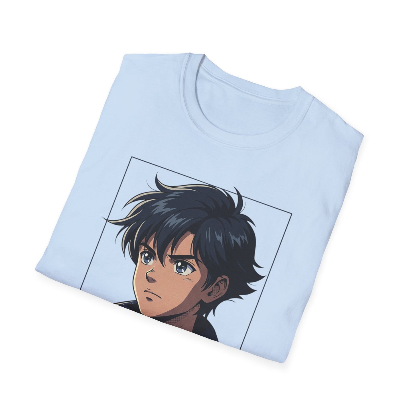 Anime Boy Portrait T‑Shirt — Retro "90's" Back Print