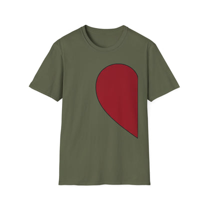 Half Heart Graphic T‑Shirt — Minimal Red Heart Tee